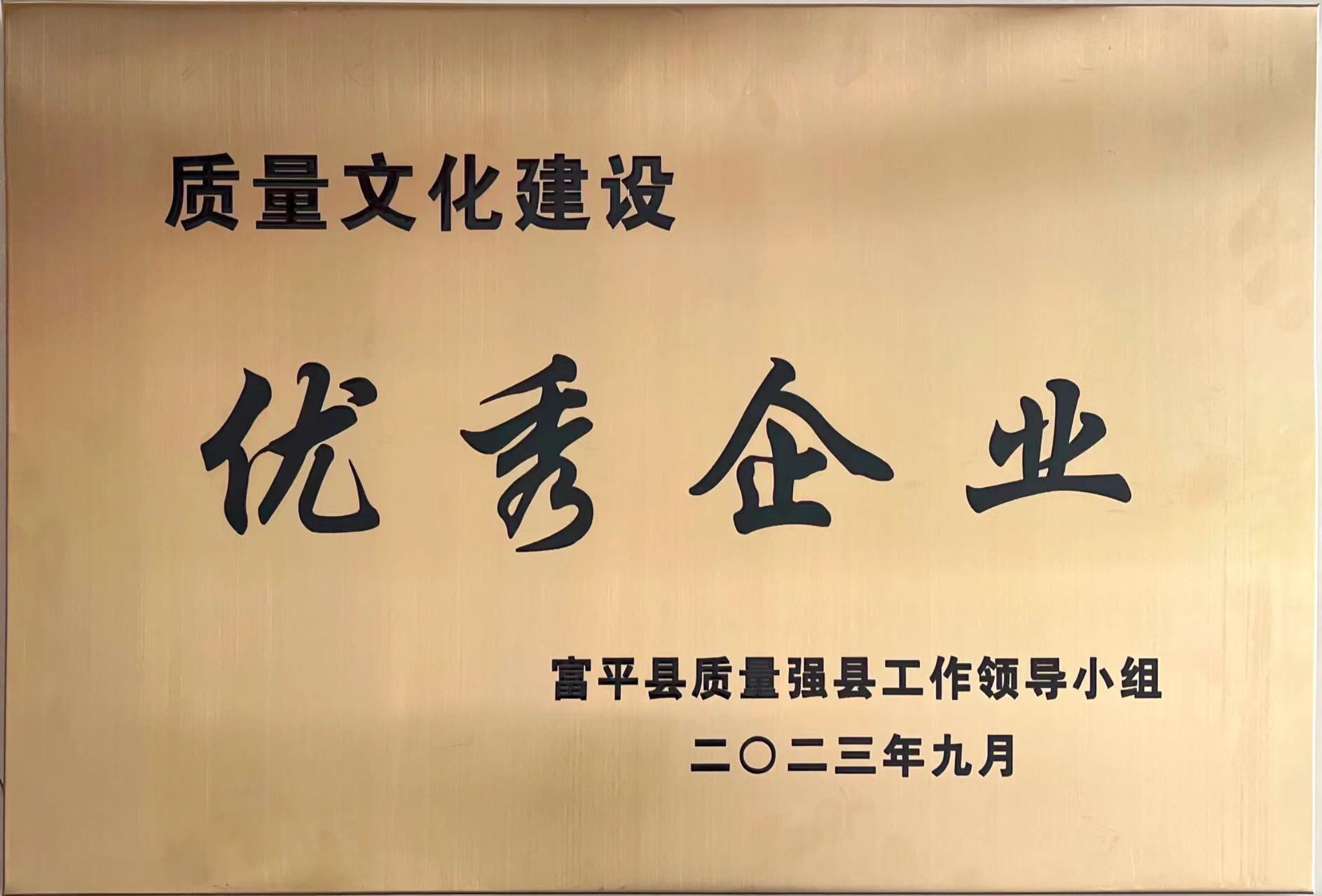 贊！富平公司喜獲富平縣“質(zhì)量文化建設(shè)優(yōu)秀企業(yè)”稱(chēng)號(hào)