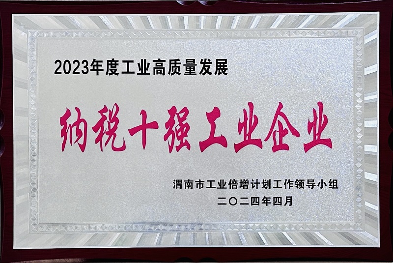 富平公司榮獲渭南市“納稅十強(qiáng)工業(yè)企業(yè)”